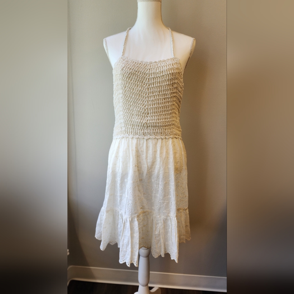 ASOS Cream Textured Midi Dress